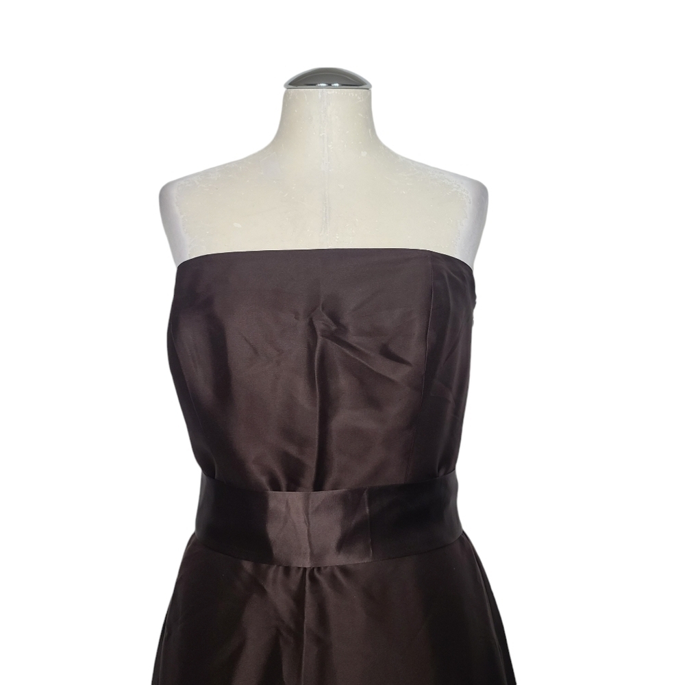 Ann Taylor Brown Strapless Sleeveless Maxi Belted Size Zip Dress 8 - Picture 3 of 11